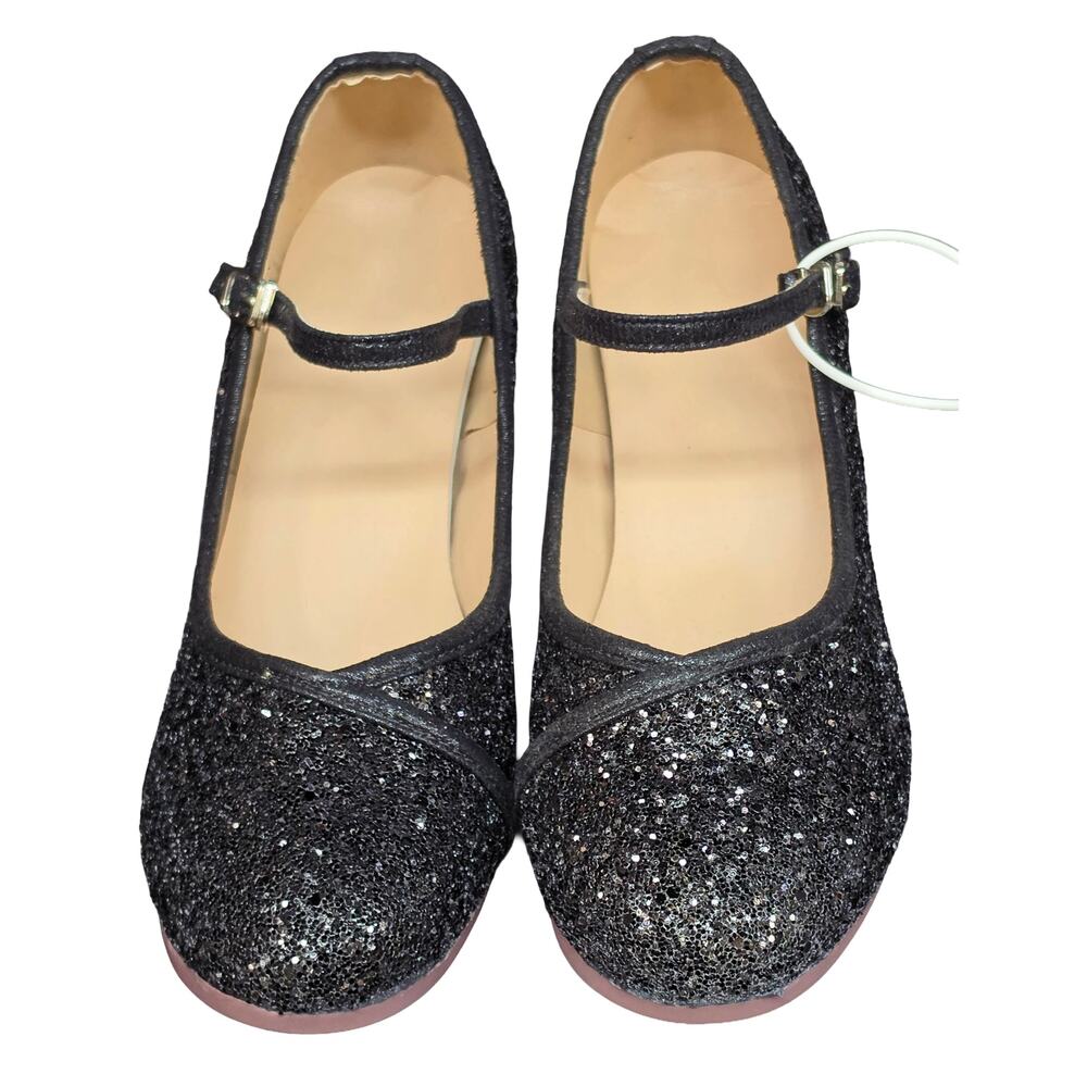 Dance and Sway Black Glitter Mary Jane Heels Size 7 Low Heel Ballroom Shoes